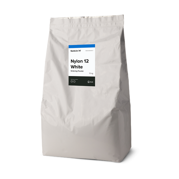 Formlabs Nylon 12 White Powder – Hochwertiges weißes SLS-Pulver für präzise und färbbare 3D-Druckprototypen.