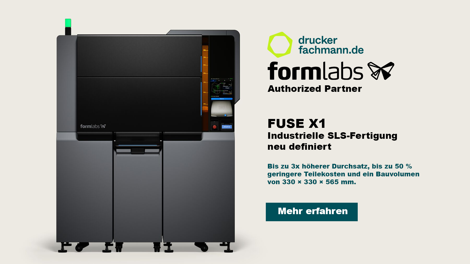 Die neue Formlabs Fuse X1 kombiniert großes Bauvolumen, automatisiertes Pulverhandling und industrielle SLS-Produktion auf Knopfdruck.